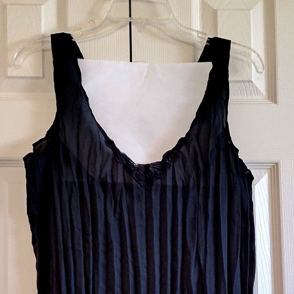 XL Sheer Pleated A-line  Black Maxi Dress Boho Goth